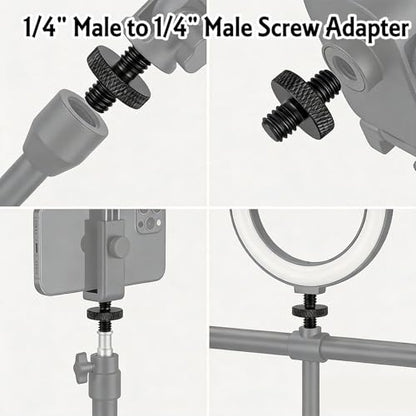 4 Pack 1/4" Male to 1/4" Male Threaded Tripod Screw, Double Head Standard Mounting Threaded Adapter Converter for Camera Cage Light Stand Monopo Shoulder Rig Stud Mounting Accessories
