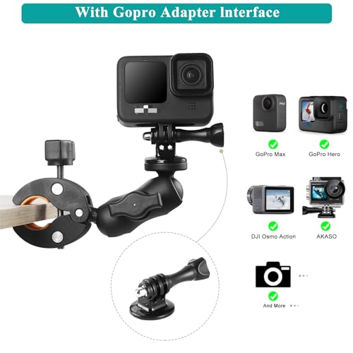 Super Double Clamp Camera Mount Chair Umbrella Clamp, with 360° Magic Arm Double Ball Head Adapter for Umbrella, Pole, Strollers, Motorcycle, Photo Studio Light Stand, Photo Boom Stand