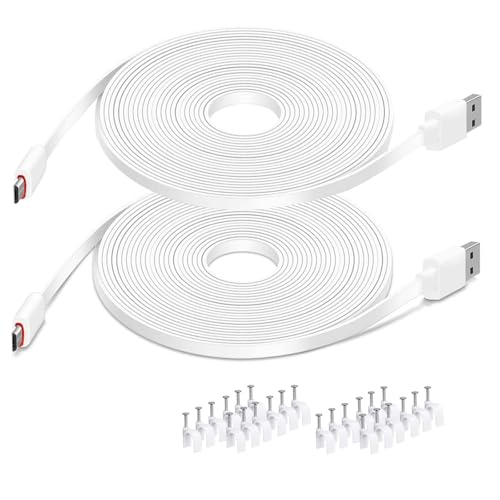 DIANMU 2Pack 20FT Flat Power Extension Cable for Wyze Cam v4/v3/OG/v3 Pro, Blink Mini, Kasa Indoor, Blink Mini Pan, SimpliSafe, Charging Power Cord for Security Camera (Not for WyzePan v3, Not Type-C) - size: 20 FT