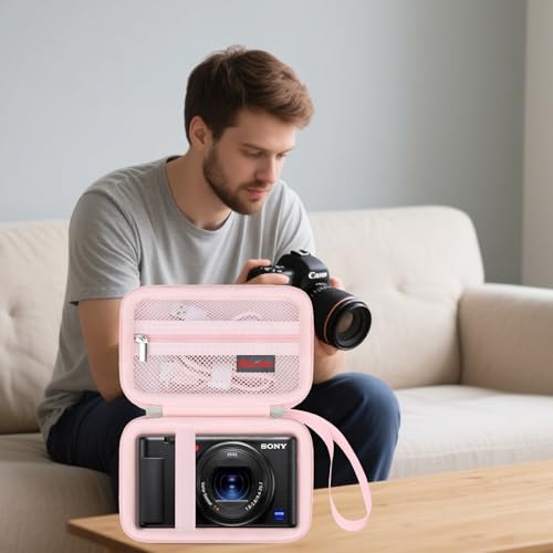 Case for Sony ZV-1F/ ZV-1/ ZV-1 II/Sony RX100 VII/ RX100 III Digital Camera | Sony ZV-1F/ ZV-1/ ZV-1 II/ RX100 VII Digital Camera Carrying Case, Hard Protective Bag, Pocket fits Accessories, Jelly Pink - color: Jelly Pink