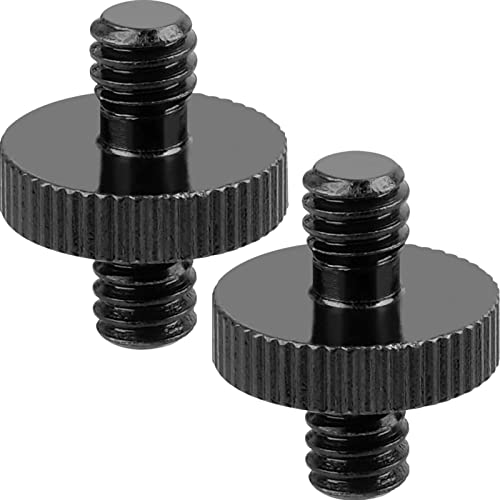1/4" Male to 1/4" Male Threaded Tripod Screw Adapter Double Head Stud Standard Mounting Thread Converter for Camera Cage Mount Light Stand Monopo Shoulder Rig Tripod Black-2 Packs - color: 2 Packs