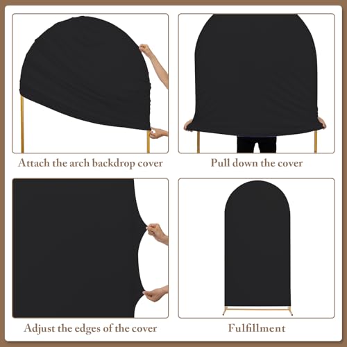 Toolterritary Metal Arch Backdrop Stand and Cover Set, 8FT, 7.2FT Party Backdrop, Easy to Assemble, Backdrop Stand for Parties, Birthday, Baby Shower - color: Black, size: 8ft,7.2ft