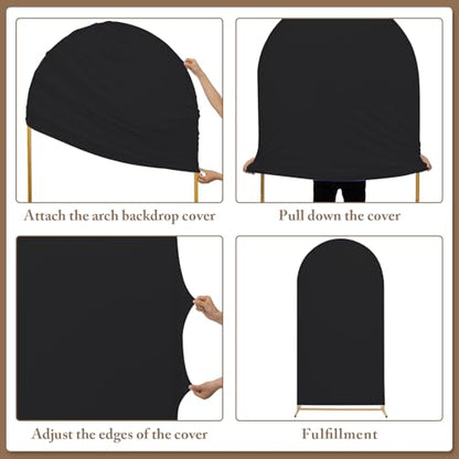 Toolterritary Metal Arch Backdrop Stand and Cover Set, 8FT, 7.2FT Party Backdrop, Easy to Assemble, Backdrop Stand for Parties, Birthday, Baby Shower - color: Black, size: 8ft,7.2ft