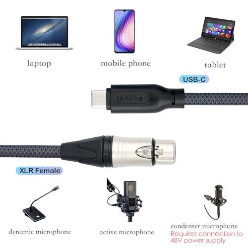6.6Feet USB C to XLR Female Mic Link Converter Cable,Female XLR to USB C Micphone Cable for Dynamic Microphone iPhone 15,ipad,Notebook,Tablet - color: enhanced version, size: 6.6FT