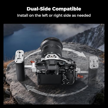 K&F CONCEPT Side Handle with (3/8"-16 & NATO) Dual-Mount, Camera Cage Handle with Interchangeable Silicone Parts, Ergonomic Handgrip with Up/Down & Left/Right Hand Adjustable