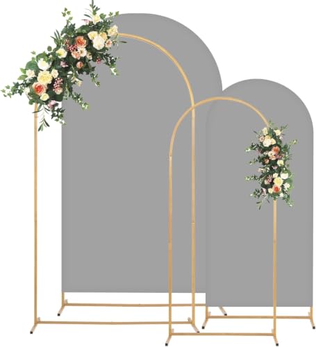 Toolterritary Metal Arch Backdrop Stand and Cover Set, 7.2FT, 6FT Party Backdrop, Easy to Assemble, Backdrop Stand for Parties, Birthday, Baby Shower | Easy to Assemble, For Parties, Birthday, Baby Shower - color: Silver, size: 7.2ft, 6ft