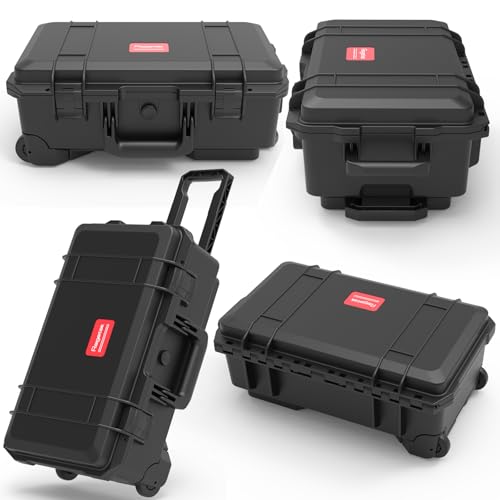 Regetek Waterproof Travel Camera Hard Case with Padded Divider, 22 x 14 x 10 Inch, Rolling Case for Camera, Gear, Equipment, Dustproof, Shockproof,Airline Carry-On Approved, Inner 19.8"x 10.9" x 6.8"