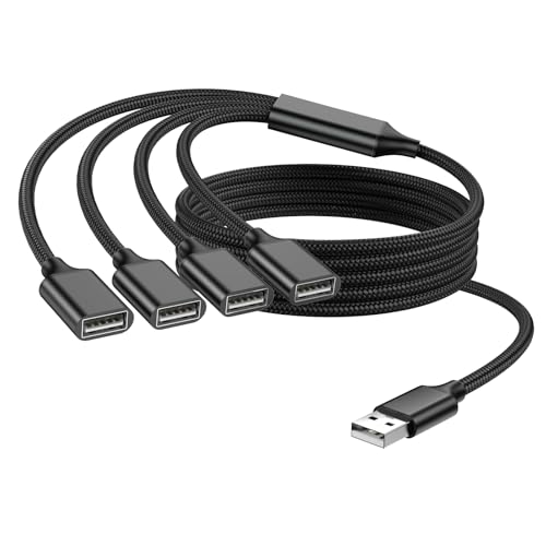 USB Splitter 1 in 4 Out, 3.3FT USB Y Cable, A Male to 4 A Female Extension Cord for TV/PC/Laptop/MacBook/Keyboard/ PS4/ PS5/ Flash Drive/Laptop/LED Etc. - style: 3.3FT/1M