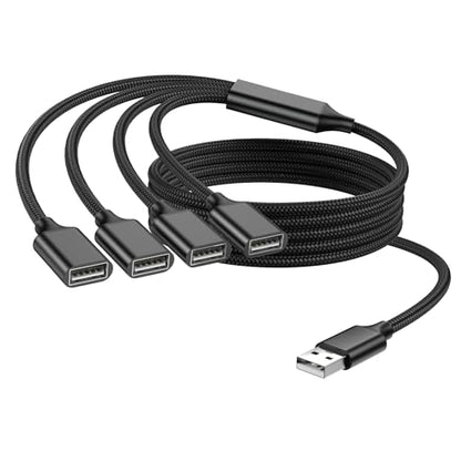 USB Splitter 1 in 4 Out, 3.3FT USB Y Cable, A Male to 4 A Female Extension Cord for TV/PC/Laptop/MacBook/Keyboard/ PS4/ PS5/ Flash Drive/Laptop/LED Etc. - style: 3.3FT/1M