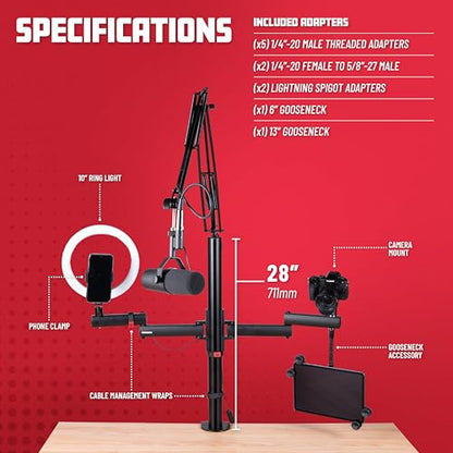 Gator Frameworks ID Series All-in-One Content Creator Tree with Light, Mic & Camera Attachments, Accessory Extentions Available (GFW-ID-CREATORTREE)