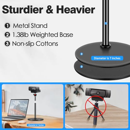 Webcam Tripod Stand for Desk: Webcam Stand for Logitech Brio | C920 | C922 | C615 | C930e - Height & Angle Adjustable Desktop Tripod for Light & 1/4" Thread for Live Streaming | Video Calling - size: 9.2''-15.5''