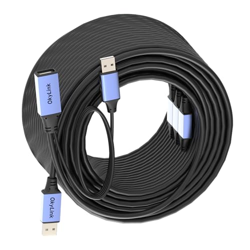 OkyLink Active USB 2.0 Extension Cable A to A, Male to Female 130ft(40M) | 480Mbps Signal booster cord, compatible with printer, mouse, keyboard, scanner, camera - size: 130ft (40m)
