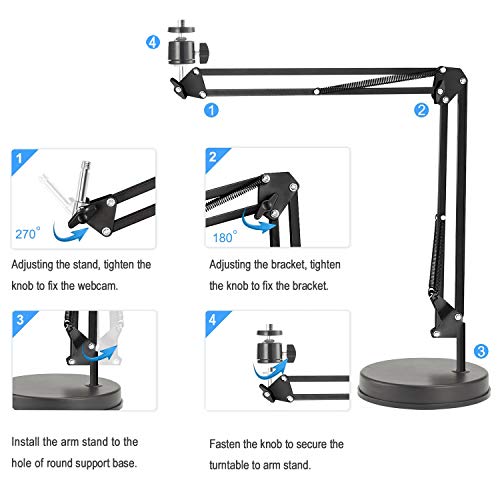 Webcam Stand,Camera Mount 22 Inch Suspension Boom Scissor Arm Stand,for Webcam C925e C922x C922 C930e C930 C920 C615,Hero 8/7/6/5,Ultra/Pro/Pro 2/Pro 3/Brio 4K,DSLR Camera