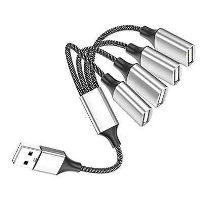 Fidioto 4USB Extention Cable,USB 1 Male to 4 Female Extension Cord Connector,Four USB Port Extender Hub,Data&Charger Power Split Adapter - style: 1 in 4 out-10in
