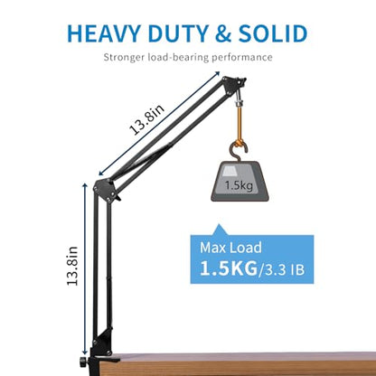 FEELWORLD AMS1 Microphone Boom Arm, Adjustable Mic Arm Stand with 3/8” to 5/8” Screw, Compatible with PM1 and other Mics for Podcast Straming Gaming Studio - color: Black