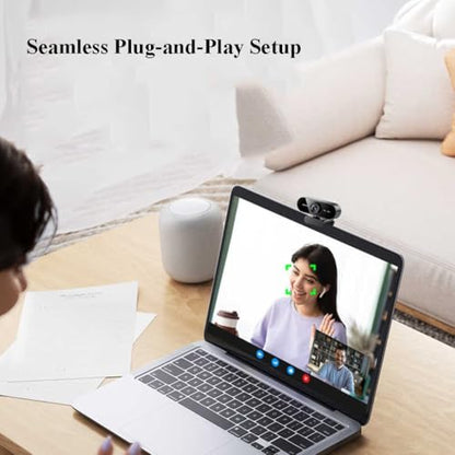 GIZNXBA USB Webcam with Microphone for Streaming Noise Cancellation, Wide-Angle Lens, Plug & Play USB Webcam for Laptop, Desktop, Streaming(4K) - color: 4K