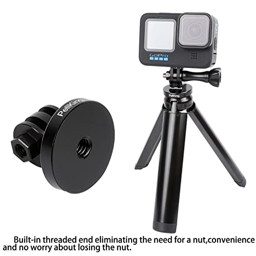 PellKing 1/4 Tripod/Monopod Adapter Mount Compatible with GoPro Hero 13 12 11 10 9 8 7 6 5 Camera, AKASO, Insta360,DJI Osmo Action 2 3 4 5 CNC Quick Release Base Buckle Accessory