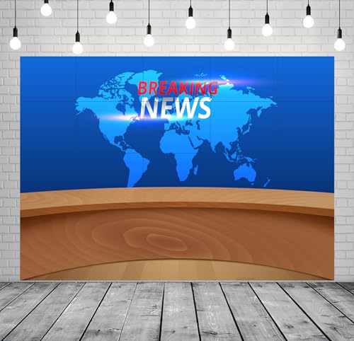 12x8ft News Photo Backdrop - Broadcast, Media Background for Newscaster, Reporter, Talk Show - size: 12x8FT