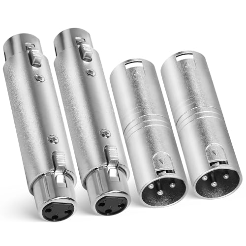 XLR Adapter 4 Pack - 2 Male to Male and 2 Female to Female XLR Connectors, Gender Changer Compatible with Mixer, Microphone, Amplifier - color: XLR Male to Male & XLR Female to Female, size: 4 Pack