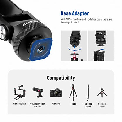 NEEWER Metal Cell Phone Tripod Mount Adapter with 4 Cold Shoes & Three 1/4" Screw Holes, 360° Horizontally Rotatable, 180° Tiltable Phone Holder Compatible with iPhone Samsung for Vlogging Streaming - style: PA1