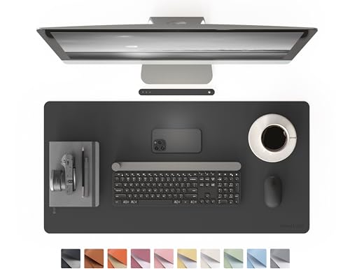 RENMTURE PU Mouse Pad, Faux Leather Large Desk Pad, Home Work Office Accessories, Non-Slip Desk Mat, Waterproof Gaming Pad Desk Blotter (32"x16", Black) - color: Black, size: 32"x16"
