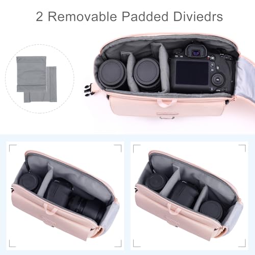 MOSISO Camera Shoulder Bag Case Crossbody Sling Purse, DSLR/SLR/Mirrorless Compact Padded Photography Handbag with Rain Cover Compatible with Canon/Nikon/Sony Cameras and Lenses, Pink - color: Pink