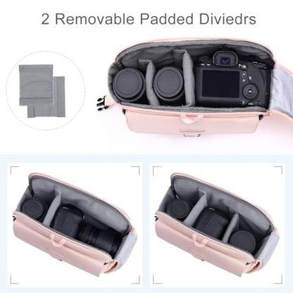 MOSISO Camera Shoulder Bag Case Crossbody Sling Purse, DSLR/SLR/Mirrorless Compact Padded Photography Handbag with Rain Cover Compatible with Canon/Nikon/Sony Cameras and Lenses, Pink - color: Pink