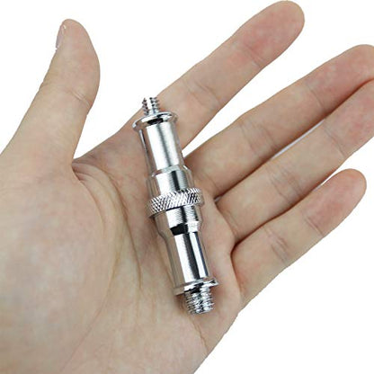 2 Pcs Light Stand Adapter, Spigot Stud 1/4" to 3/8" Metal Male Convertor Threaded Screw Adapter for Studio Light Stand, Camera Tripod Mount, Hotshoe/Coldshoe, Ballhead Frgyee
