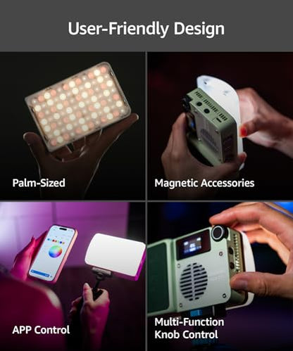 amaran Ace 25c Video Light,25w RGB Portable Light for Photography On-Camera Video Lights CRI/TLCI 95+,CCT 2,300K-10,000K,Rechargeable Dimmable Vlog Light,APP Control,PD Charging (Charcoal) - color: Charcoal