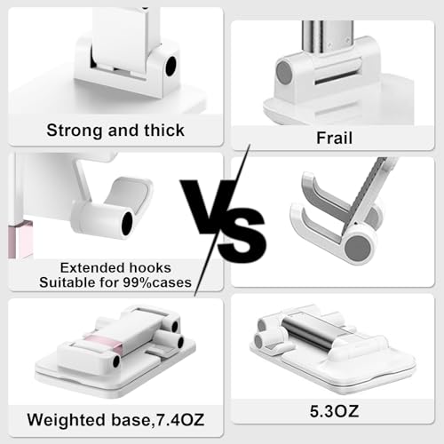 Cell Phone Stand Cute Mobile Holder For iPhone Desk Office Accessories | for thick cases; Under 12" Tablets, e-readers; Folds flat; Anti-slip; Weighted base - color: 05-Snow-white