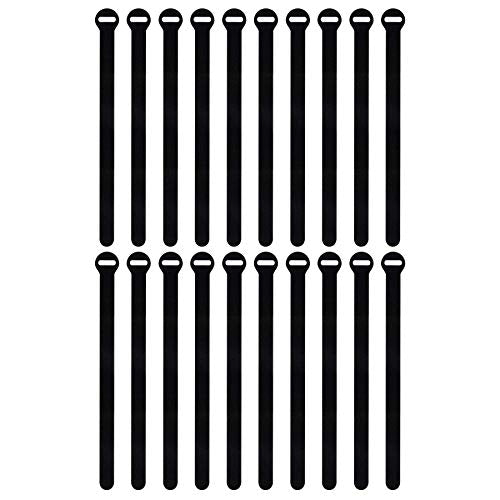 Self-Gripping Cable Ties by Wrap-It Storage, Black, 12 Inch Straps (20-pack) – Reusable Hook and Loop Cord Organizer Cable Ties for Cord Management and Desk or Office Organization - color: Black, size: 12" (20-Pack)