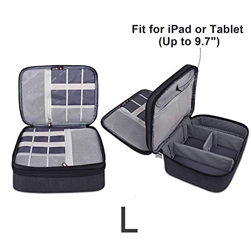 BUBM 3pcs Double Layer Electronic Organizer, Travel Gadgets Bag for Cables, External Flash Drive, Mouse, Memory Card, Power Bank and More, Compact and Multi-purpose, Black | Double Layer Travel Gadgets Carry Bag for Cables, External Flash Drive, Mouse, Me