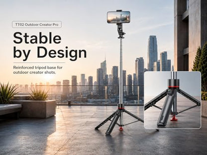 Outdoor Creator Tripod Pro for iPhone, 70 Inch | Auto pop open tall creator tripod with magnetic remote, 1/4 mount and stable base for outdoor vlogging
