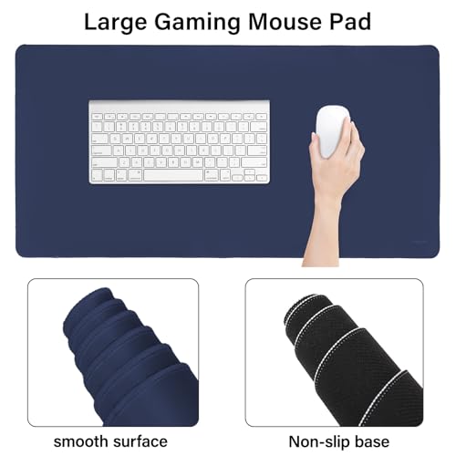 MOSISO Keyboard Mouse Pad Set, Large Gaming Mouse Pad&Rectangular Keyboard Wrist Rest&Mousepad with Wrist Rest&Coaster, Ergonomic Non-Slip&Easy Typing Pad with Curved Silicone Lining, Navy Blue - color: Navy Blue