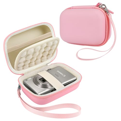 Leayjeen Hard EVA Camera Case Compatible with Canon PowerShot ELPH/IXUS, Kodak Pixpro FZ55/FZ45, Nikon Coolpix, Small Digital Camera, Shockproof Protective Camera Bag with Hand Strap-Pink(Case Only) - color: Pink