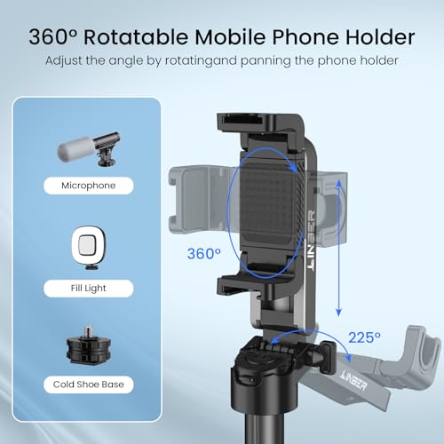 Selfie Stick Tripod with Fill Light & Bluetooth Remote | 3-in-1 portable selfie stick, tripod stand & fill light. Bluetooth remote, 360° rotation. Compact foldable design for travel - color: Black, style: Lighted model