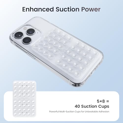 2PCS Silicone Suction Cup Phone Case Mount Double Sided, Hands-Free Phone Accessories Holder for Selfies and Videos, Silicon Sticky Phone Grip for iPhone and Android Transparent&Light Blue - color: Transparent&Light Blue