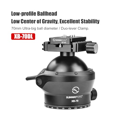 70mm Low Profile Tripod Ball Head,Ballhead for Hunting,Load 88.2lb(40KG), 2523