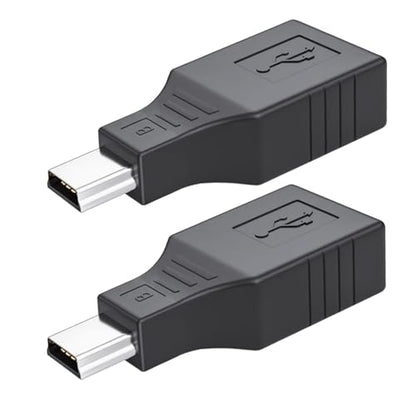 2 Pack USB 2.0 Type A to Mini USB 5-Pin Type B Female/Male Adapter with Cameras, Printers, Audio Devices and More