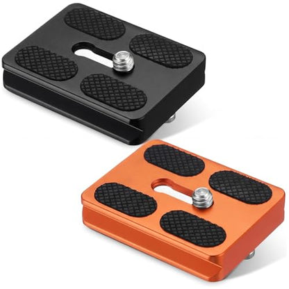Frienda 2 Pieces Metal Quick Release Plate with 1/4''-20 Camera Screw Tripod Mount Plate Fits Standard for DSLR Camera Tripod Ball Head (Pu50,Black and Orange) - color: Black and Orange, style: PU50