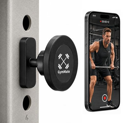 Gym Pro-Grade Magnetic Phone Holder for Racks & Machines, MagSafe Compatible Dual-Sided N52 Magnet Mount, 360° Adjustable Ball Joint for Filming Workouts