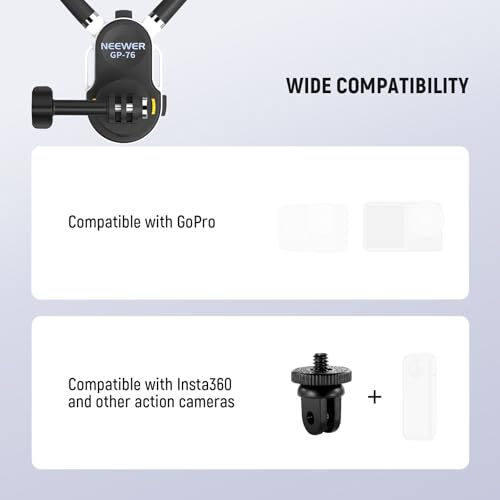 NEEWER GP-76 Magnetic Neck Mount Compatible with GoPro DJI Action Cameras, Quick Release Neck Holder with Air Cushion & Adjustable Chest Strap, Accessories Kit for POV Video Recording Vlogging - style: GP-76