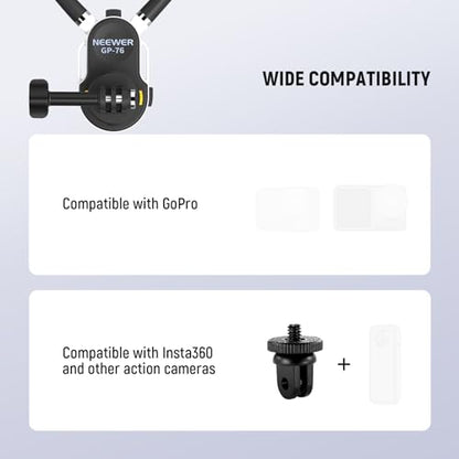 NEEWER GP-76 Magnetic Neck Mount Compatible with GoPro DJI Action Cameras, Quick Release Neck Holder with Air Cushion & Adjustable Chest Strap, Accessories Kit for POV Video Recording Vlogging - style: GP-76