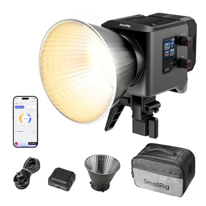 SMALLRIG RC 220B Pro 220W COB Video Light, Bi-Colour Video Light 2700K-6500K, CRI 95+ Bowens Mount Light, Support 3 Power Supply Methods, App Control for Photography and Photo Studio - color: Bi-Color
