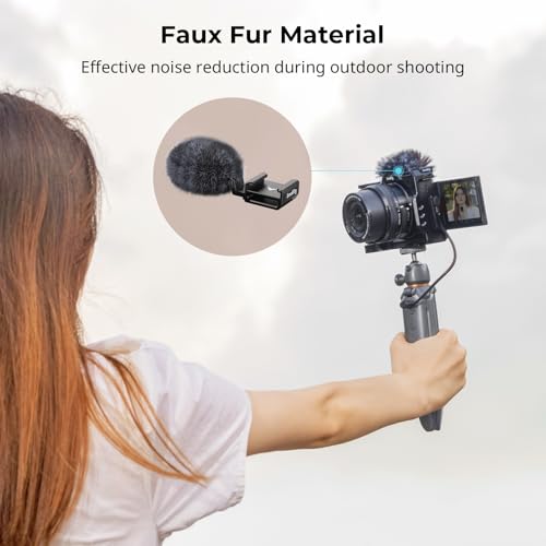 SmallRig Cold Shoe Adapter with Wind Muff Windshield for Sony ZV-1F / ZV-E10 / ZV-1 / ZV-E1 / ZV-1 II, Wind Furry for Light Microphone Attachment - 3526