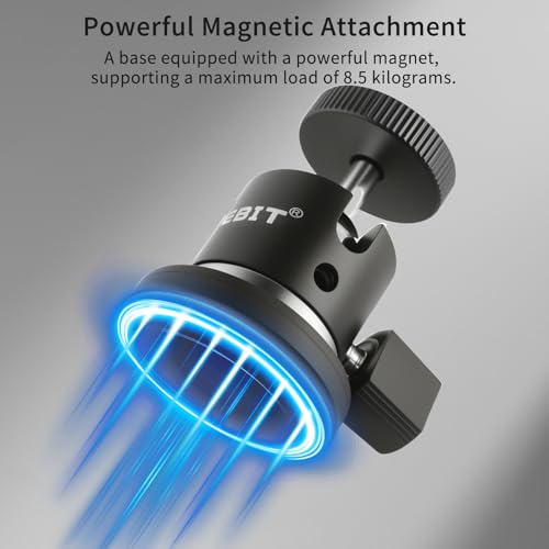 UTEBIT Magnet Camera Mount for Action Camera, with Phone Holder Mount,Black | 43mm Strong Magnetic Base Mount with 360° Rotation Ball Head, Compatible with Gopro Hero, DJI Osmo Action Osmo Nano, Insta360 - size: 43MM
