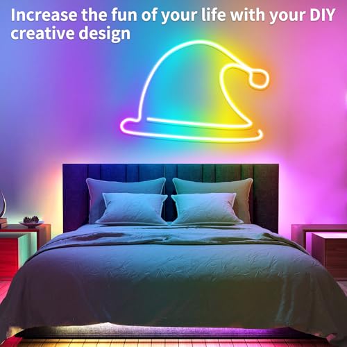 32.8ft LED Neon Lights with Remote and APP Control, IP65 Waterproof Flexible Neon Strip Lights 24V RGB LED Rope Lights for Bedroom,Living Room,DIY Decoration（with Snap &Screws） - size: 32.8FT