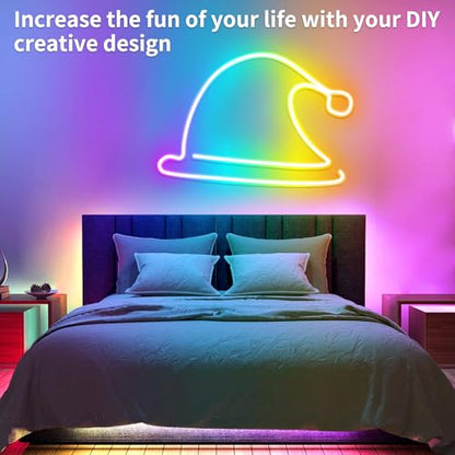 32.8ft LED Neon Lights with Remote and APP Control, IP65 Waterproof Flexible Neon Strip Lights 24V RGB LED Rope Lights for Bedroom,Living Room,DIY Decoration（with Snap &Screws） - size: 32.8FT