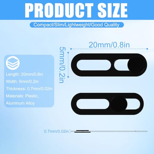2pcs Front Camera Cover Slide, Ultra Thin Webcam Cover Front Phone Camera Protection to Protect Privacy and Security Compatible with iPhone 15 16 17 Air 14 17 Pro Max (Black)