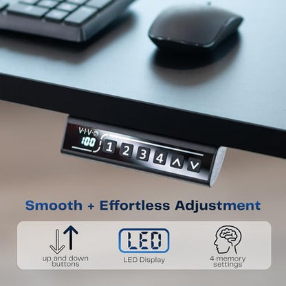 VIVO Black 60 x 30 in Standing Desk, DESK-KIT-1B6-P3B | Electric, Holds 220 lbs, Sit Stand, Height Adjustable, Cable Tray, Full-Size Mouse Pad, Office Furniture, Black Frame - color: Black Top / Black Frame, size: 60 x 30